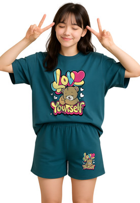 My Swag Women Printed Green Top & Shorts Set