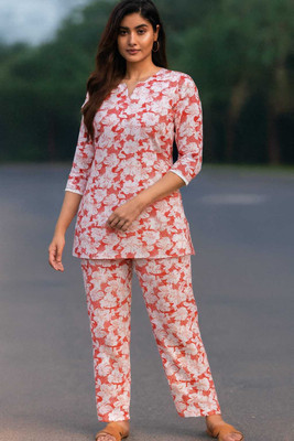 HouseOfCommon Women Floral Print Multicolor Night Suit Set