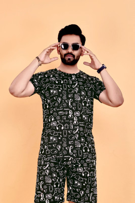 JILVA ENTERPRISE Men Printed Multicolor Night Suit Set