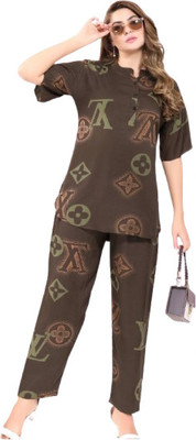 Shree Swami Samarth collection Women Printed Beige Night Suit Set