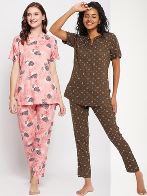 firstkrush Women Printed Multicolor Night Suit Set