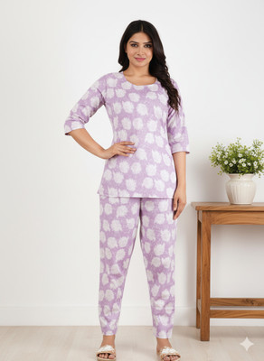 Vistaa Women Printed Purple Night Suit Set