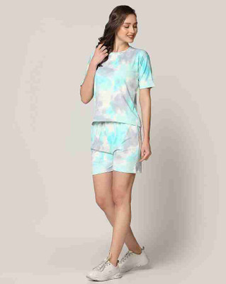 DIVYASTRI FASHION Women Printed Blue Night Suit Set