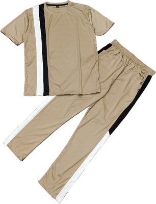 CozyNestNight Men Graphic Print Beige Top & Pyjama Set