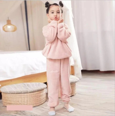 Mistimist Boys & Girls Solid Pink Night Suit Set