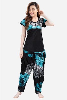 DreamBe Women Floral Print Green Top & Pyjama Set