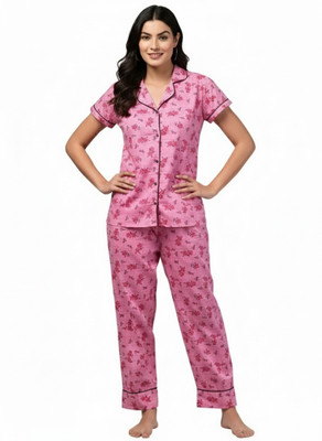 uncommon market Women Printed Pink Night Suit Set