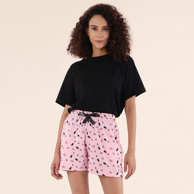 NITE FLITE Women Printed Multicolor Top & Shorts Set