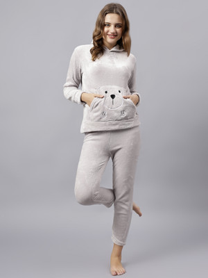 Bubs & Cubs Women Animal Print Grey Night Suit Set