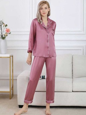 Vishudh collection Women Solid Pink Night Suit Set