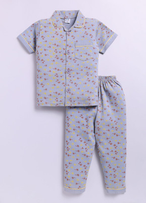 GEMINI LABEL Boys Printed Grey Night Suit Set