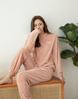 Uttam Women Solid Pink Night Suit Set