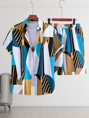 GLORI STAR Men Printed Multicolor Night Suit Set