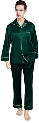 Bella Babe by SK Men Solid Green Night Suit Set