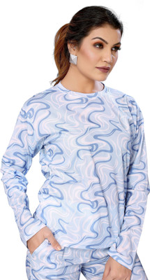 Soor Panchi Women Embellished White, Blue Night Suit Set