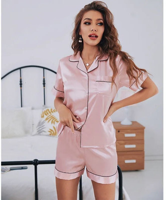 Vdc Creation Hub Women Self Design Pink Night Suit Set