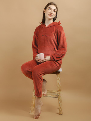 Lugo Women Printed Red Night Suit Set