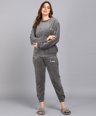 TrendVerse Women Solid Grey Night Suit Set