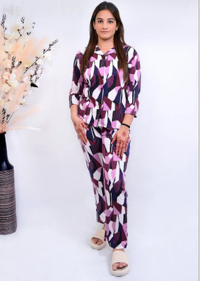 brozzo Women Solid Multicolor Night Suit Set