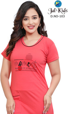 JALKIDS Women Solid Red Night Suit Set