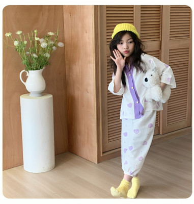 Lugo Boys & Girls Printed White, Purple Night Suit Set