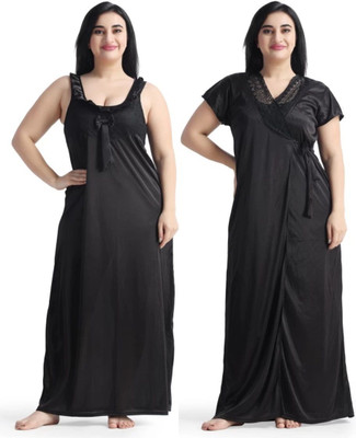 Fashonic Women Self Design Black Night Suit Set