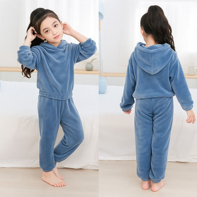 Ucollection Kids Nightwear Boys & Girls Solid Fleece Blend(Blue Pack of 1)