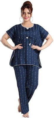 Anand Kumar Women Self Design Blue Top & Pyjama Set