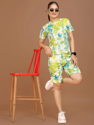 DADX Women Printed Multicolor Top & Shorts Set