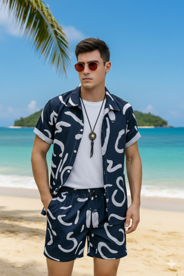 GLORI STAR Men Printed Multicolor Night Suit Set