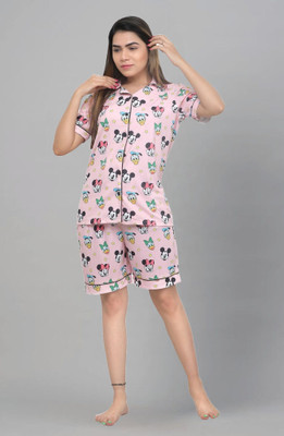 ZIKIGO Women Printed Multicolor Top & Shorts Set