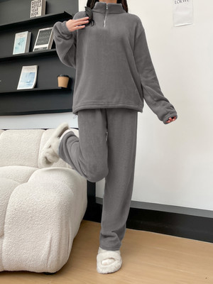 TrendVerse Women Solid Grey Night Suit Set