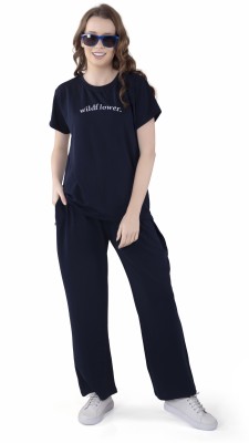 WEET Women Printed Blue Top & Pyjama Set