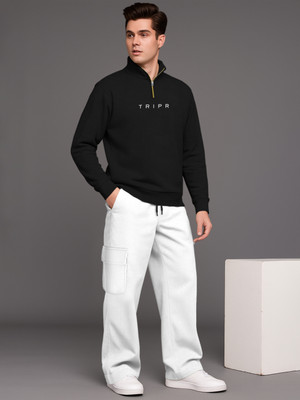 TRIPR Men Solid Black, White Night Suit Set