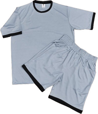 BALUDACLOTHS Men Self Design Grey Top & Shorts Set