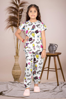 DHIMAHI ENTERPRISE Girls Printed Multicolor Top & Pyjama Set