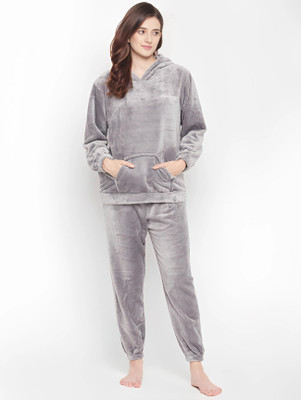 Pollo Loco Women Solid Grey Night Suit Set