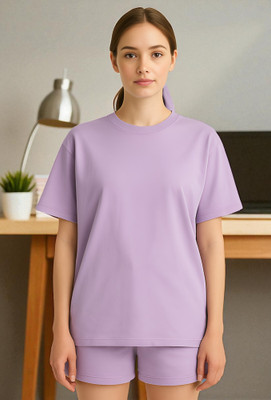 Elvia Women Solid Purple Night Suit Set