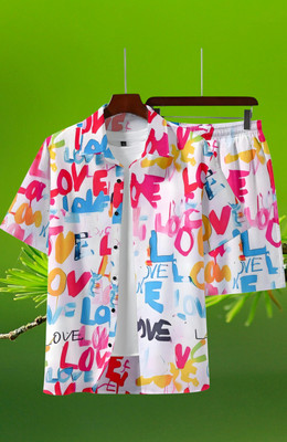 DHAMELIYA ENTERPRISE Men Printed Pink Top & Shorts Set
