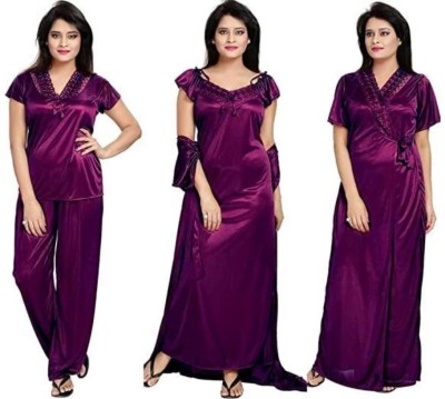 XPIOX Women Nighty Set(Purple)