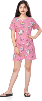 Bloem Girls Colorblock Pink Top & Shorts Set
