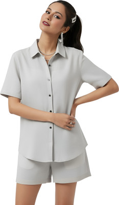 Jeny Trends Women Solid Grey Night Suit Set