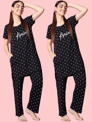 SwellSwag Women Printed Multicolor Night Suit Set