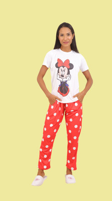 PramukhFashion Women Printed Red Night Suit Set