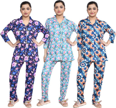 RAPL BHARAT Women Floral Print Multicolor Night Suit Set