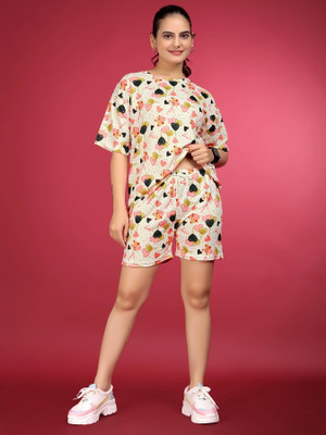 DADX Women Printed Multicolor Top & Shorts Set