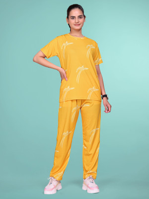 SAKARMAA Women Nightdress(Yellow)
