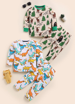 Lazy Shark Boys Printed Multicolor Night Suit Set