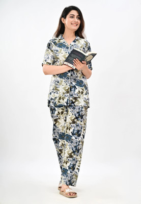 MintMarie Women Geometric Print Multicolor Night Suit Set