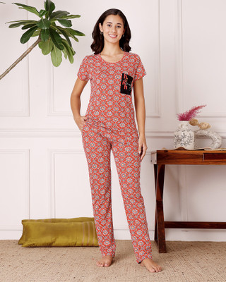 BodyCare Women Printed Multicolor Top & Pyjama Set